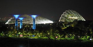 The botanical centers at the gardens by the bay at night