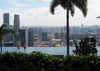 Looking out at the Infinity pool on top of the Marina Bay Sands