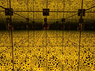 Art - The things on the floors are illuminated pumpkins with polka dots painted on them. Put them in a ...