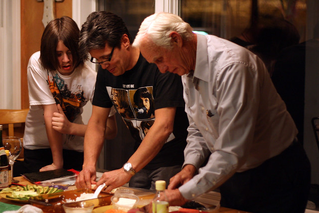 Matthew and Grandpa Making Sushi