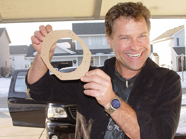 Dad presenting my speaker mount