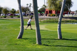 Trying to line up a putt