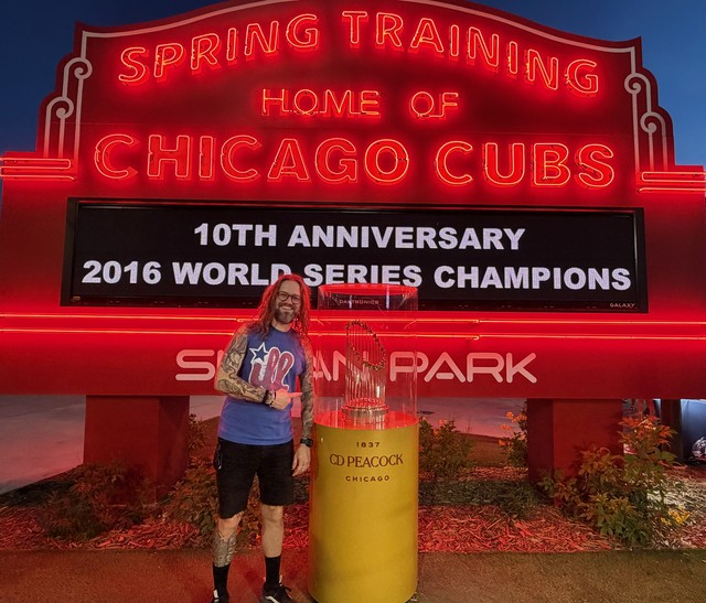 Hangin with the Chicago Cubs World Series Trophy