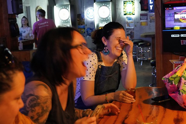 Nicole is about to take a shot