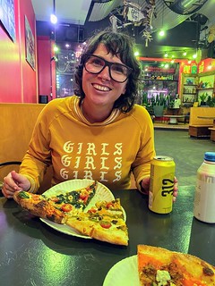 pizza - Dimo's. The best we could do for dinner @ 10pm. C'mon, chicago.