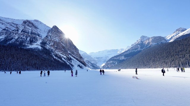 Sun peaking out at Lake Louise