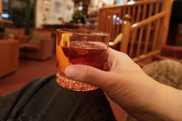 A barrel aged Negroni at Post Hotel