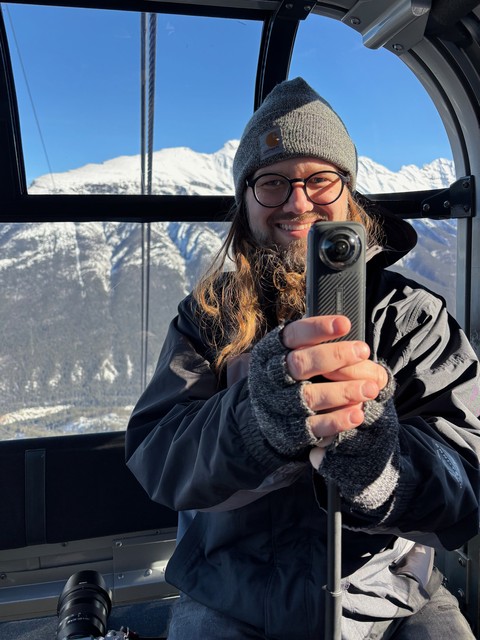 Huge nerd playing with new toys