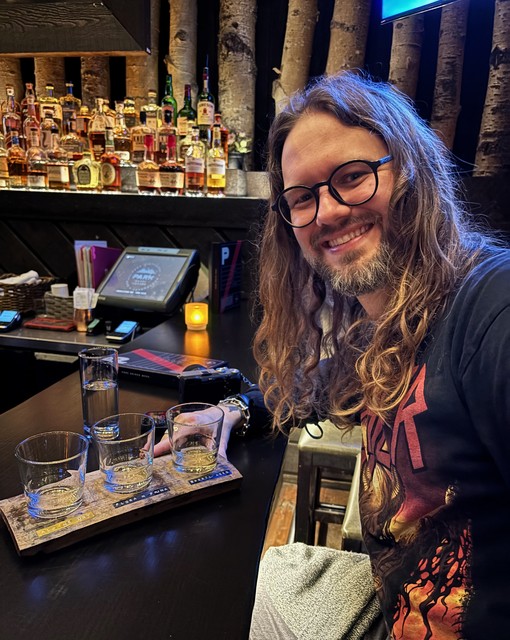 A gin flight at Park Distillery. The Flora was very good on the rocks and the barrel aged was inc...
