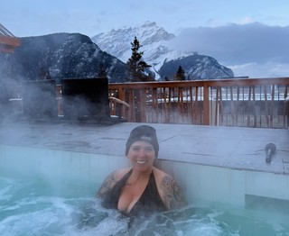 Snow - Enjoying the hot pools at the hotel