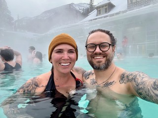 Snow - Warmin up in these hot springs