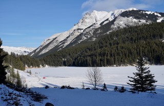 Snow - Red Chairs at Two Jack Lake