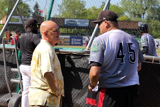 Baseball - Dr Bob chatting with the pitching coach