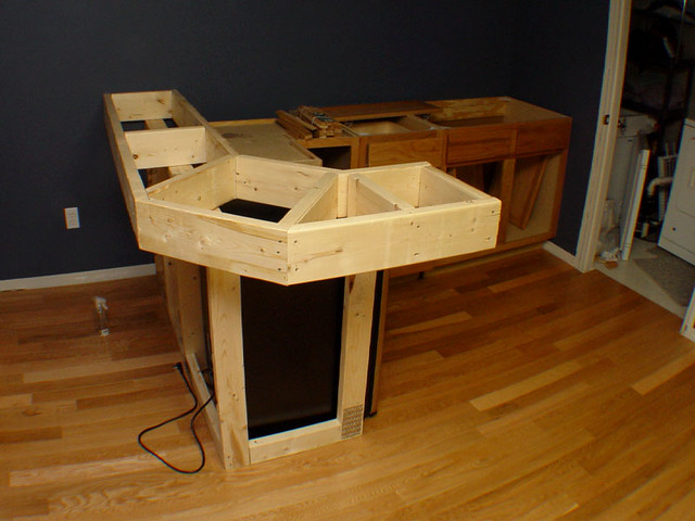 Bar Construction.  Everything is just sort of propped up... It's not as close to done as it looks