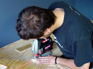 Cutting a hole in the ply for our support
