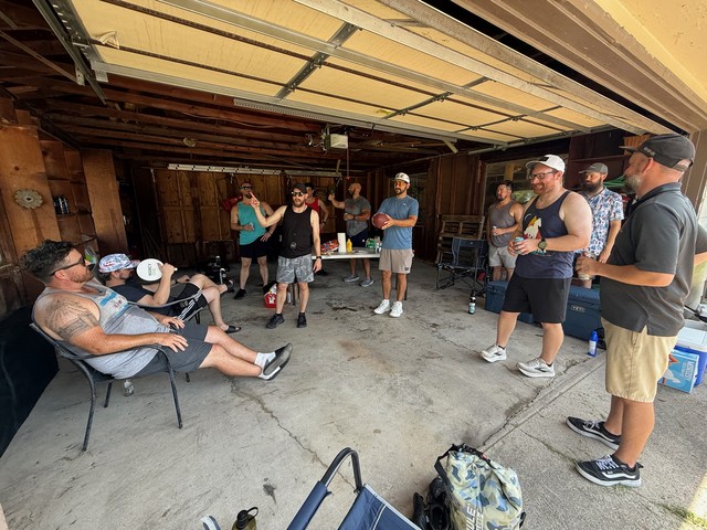 Preppin for the fantasy football games in Andy's Garage