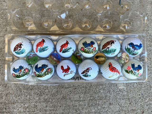 Hand painted golf balls by grandma