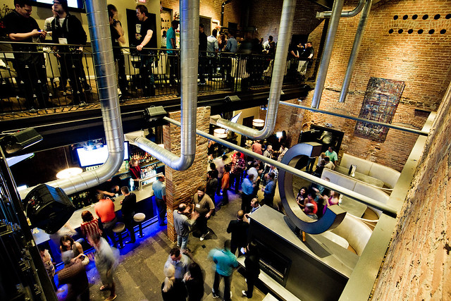 Hanging out at CAPiTOL Lounge. Nick and and I are in the upper, left corner, heh.