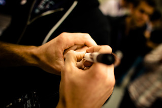 Getting my knuckles tattooed with a marker