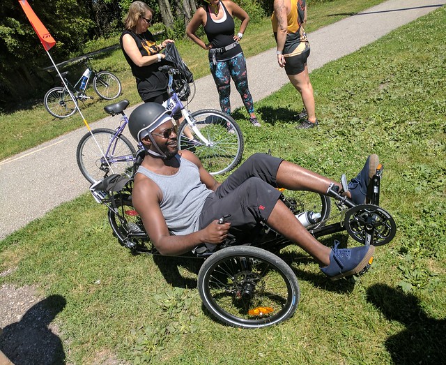 Yusuf tryin out the catrike