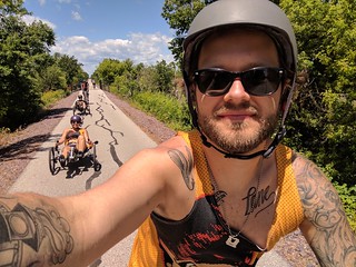 Biking - Headin toward the finish line with Kari