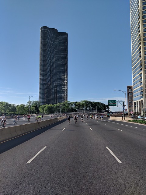 Biking toward Lake Point Tower