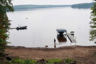Kari and Durby playing in the water