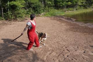 Teaching Durby to fetch sticks