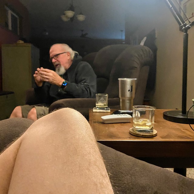 Late night bullshittin. First time staying the night at Jeff and Teresa's in Nevada