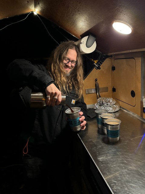 Pourin some glasses of the latest homebrew - Jeff's chocolate raspberry stout.