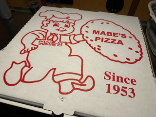 pizza - We got some Mabe's pizza to go. It was very good.