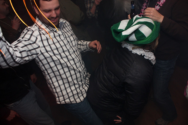 Chuck dancing with some chick