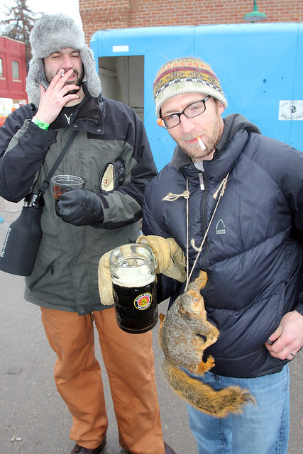 This dude straight up had a Flava Flav style stuffed squirrel necklace