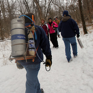 Serving beer in the woods