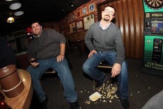 Jeff gets popcorn. Josh slaps it out of his hands.