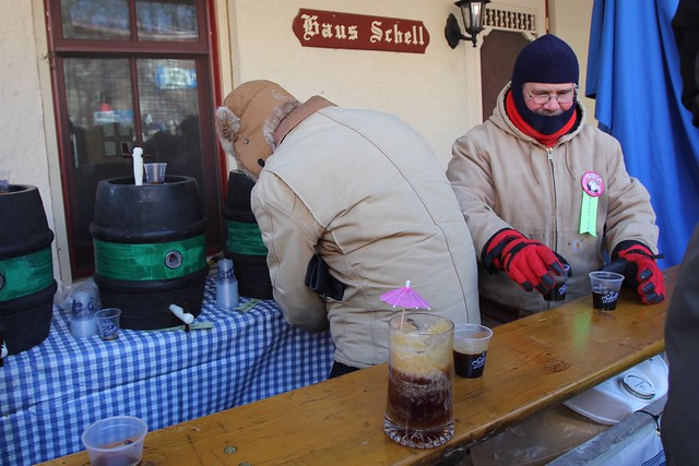August Schell handing out firkin samples of some of their smaller batch brews