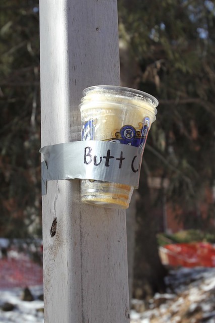 Josh actually planned for this cigarette butt cup