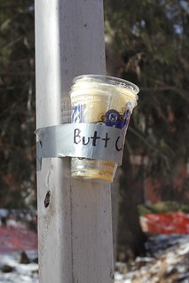 Josh actually planned for this cigarette butt cup