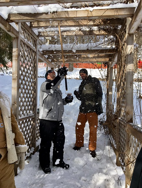 "Here, we gotta get all this snow off of here"