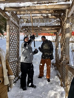 "Here, we gotta get all this snow off of here"