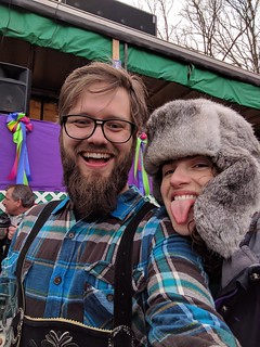 This girl wanted to try on my hat. I took a selfie of us.