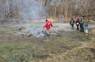 Security bustin up the pond fire
