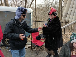 Jeff gives an old woman a hand