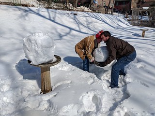 Chuck McGrane - "Let's make a snow man!" "on that bird bath!"