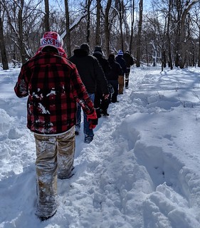 "hey you guys wanna go down to the river in a single file line?"