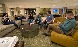 Afties in the hotel lobby