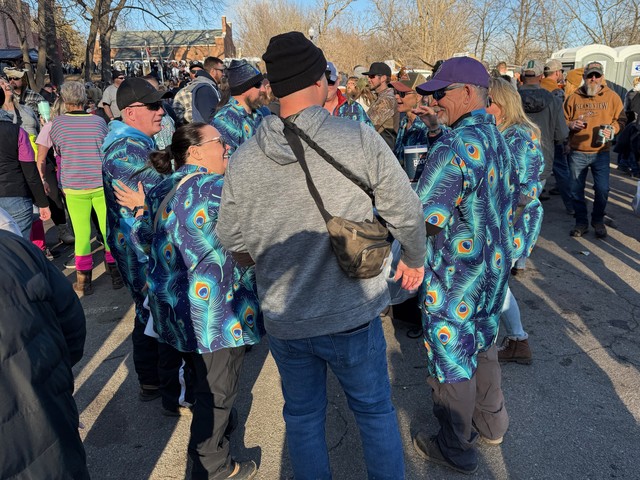 The peacocks were fluffing