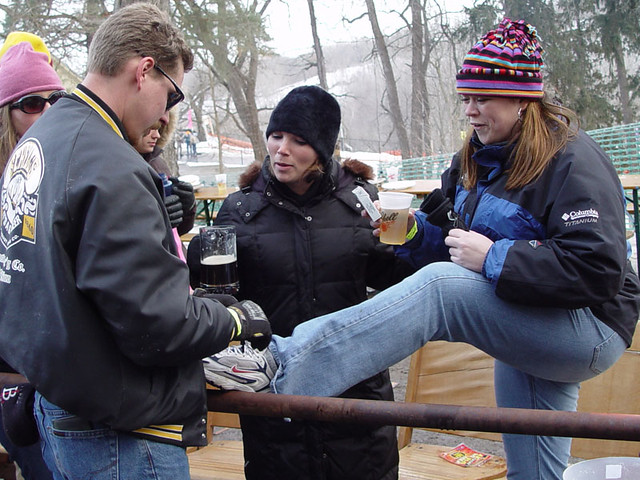 Amy talked the Shell's dude into tying her shoe.