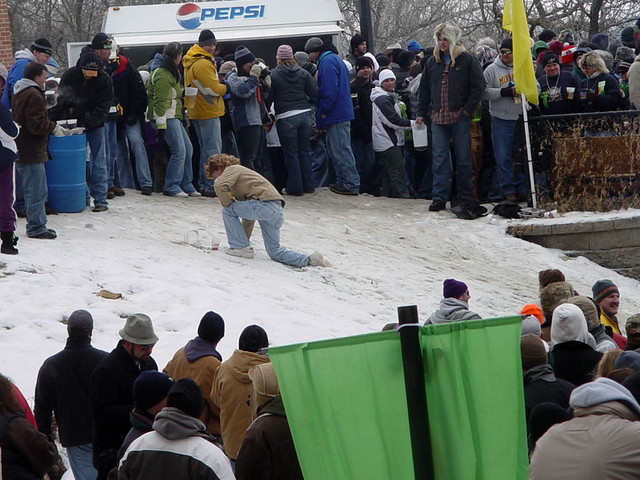 This dude just fell and dropped all his beer