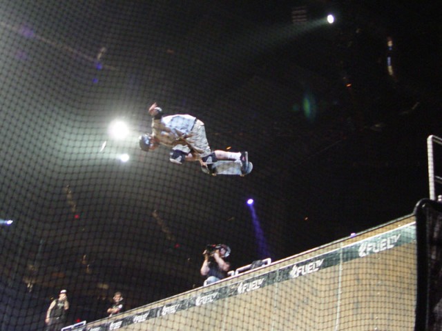 Tony Hawk flying out of the halfpipe